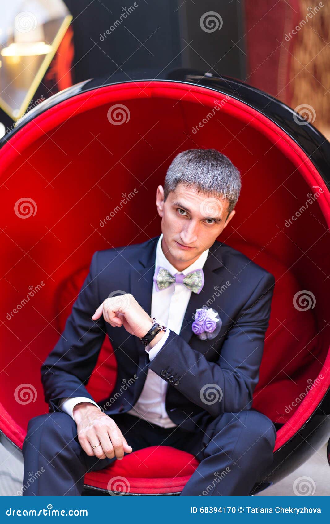 Groom Looking at His Watch on Wedding Day Stock Photo Image of early