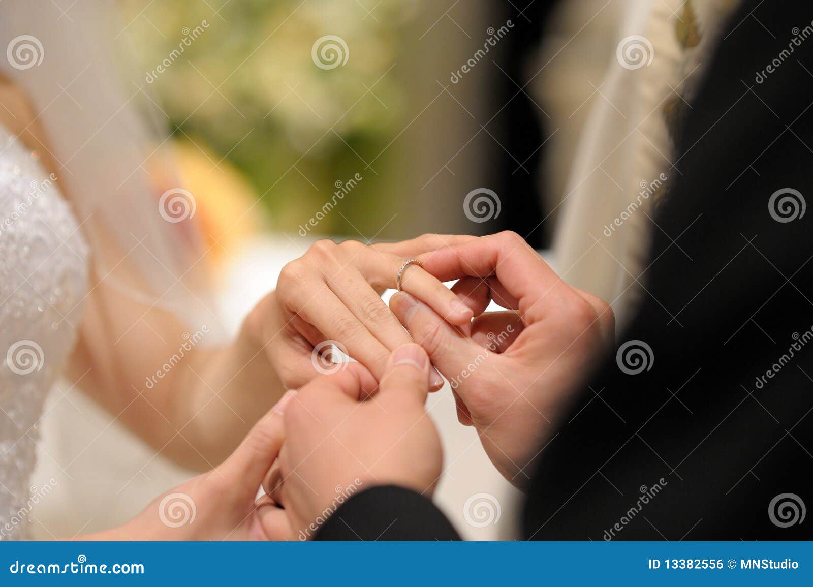 Groom Putting a Ring on Bride S Finger Stock Photo Image of close