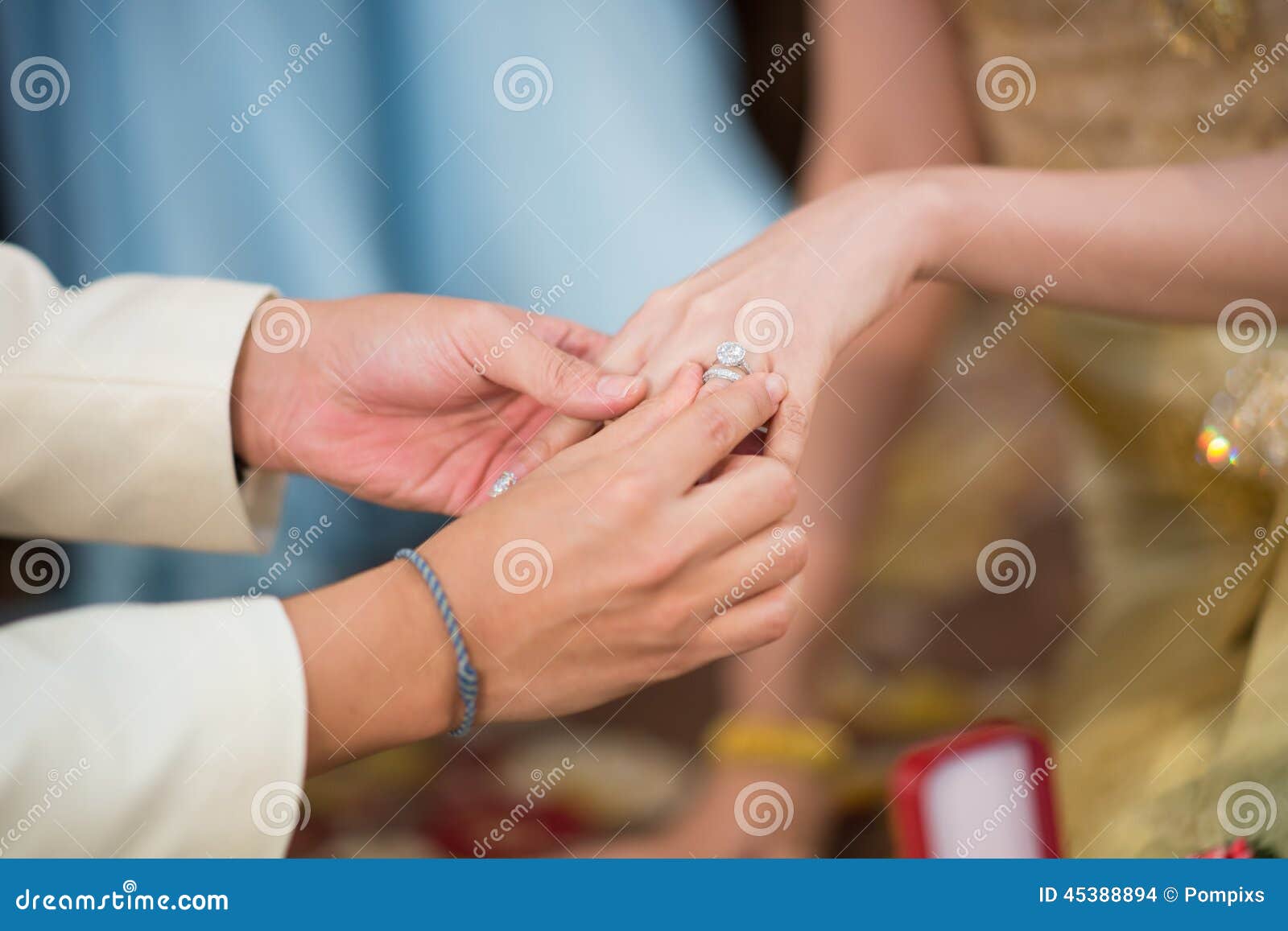 The Groom Wearing Wedding Ring for His Bride Stock Photo Image of celebration, ring 45388894