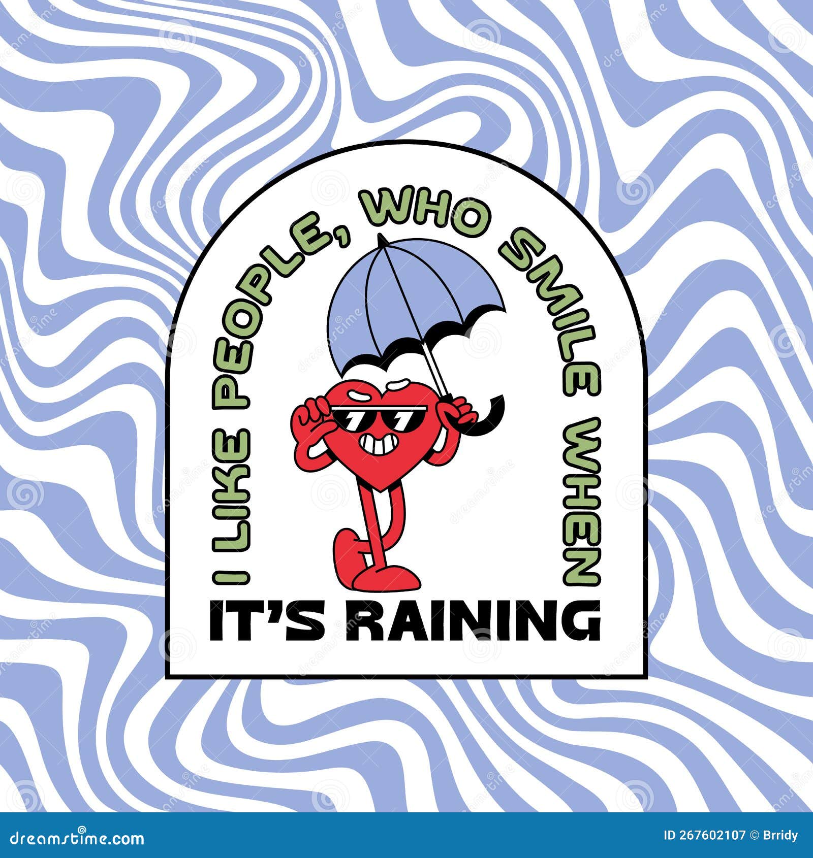 groovy heart with sunglasses under umbrella retro style. smiling charachter . happy valentines day funny