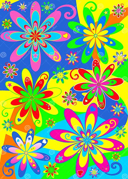 Groovy hippie flower power stock illustration. Illustration of pattern ...