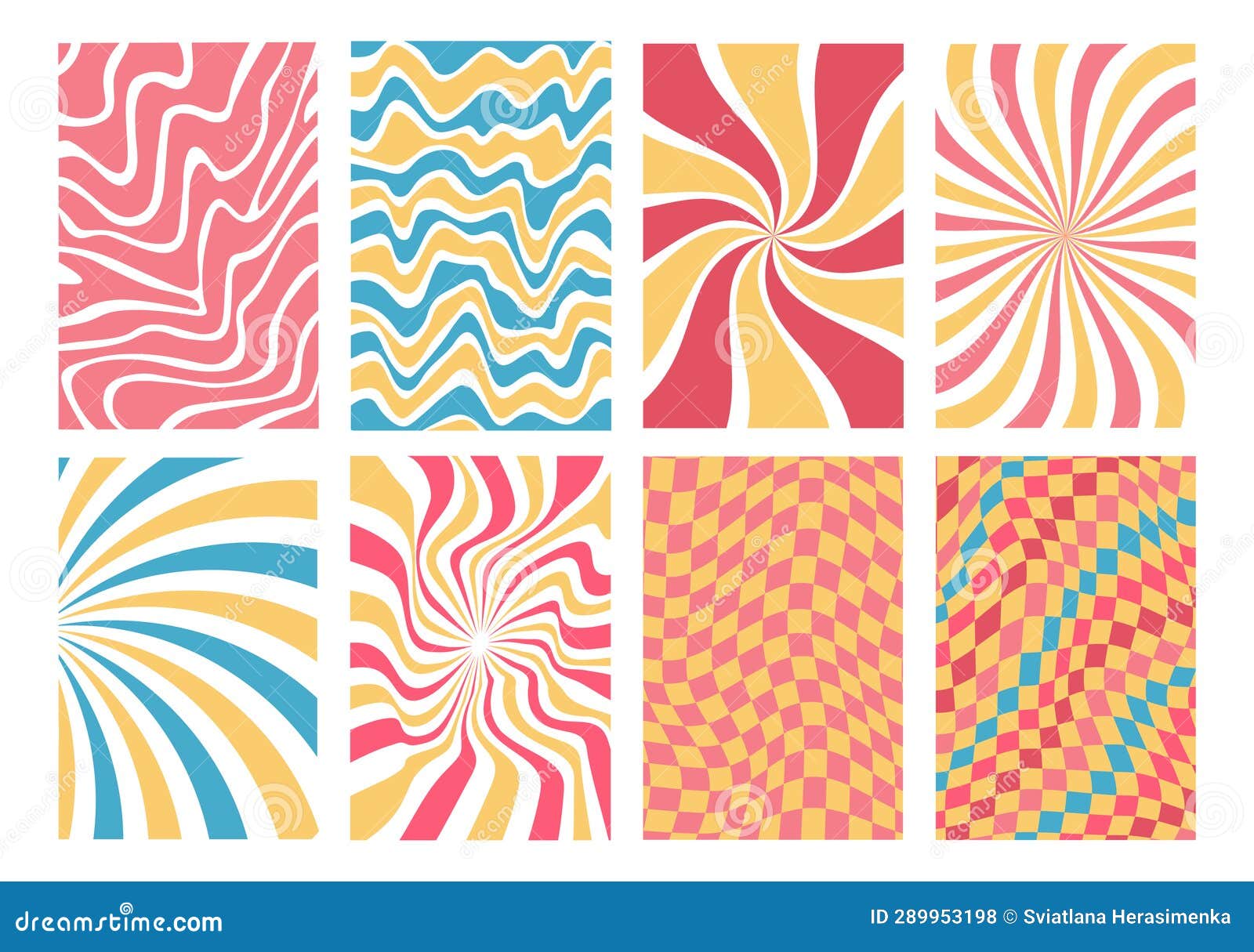 Groovy Hippie 70s Backgrounds.Checkerboard,waves Patterns. Y2K Retro ...