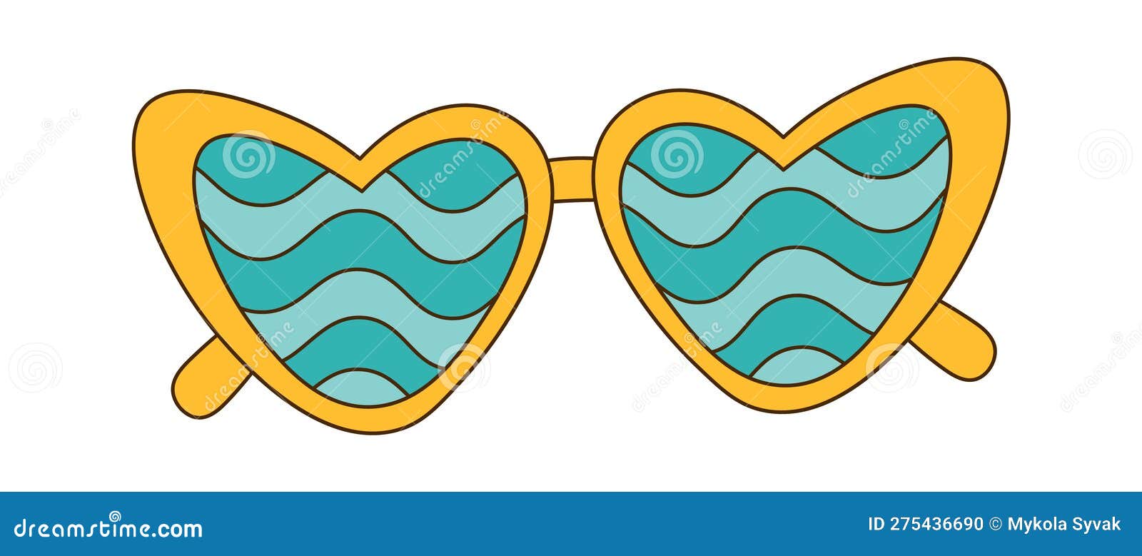 Groovy Sunglasses with Waves Stock Vector Illustration of seventies