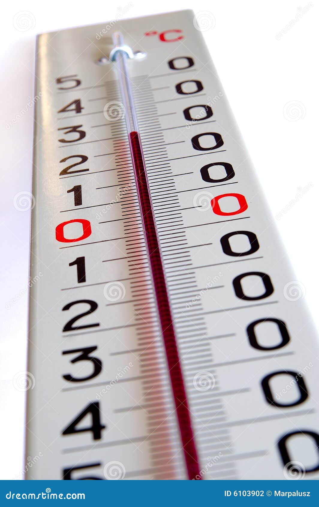 Dakloos Roestig filosofie Grote buitenthermometer stock foto. Image of warm, rood - 6103902