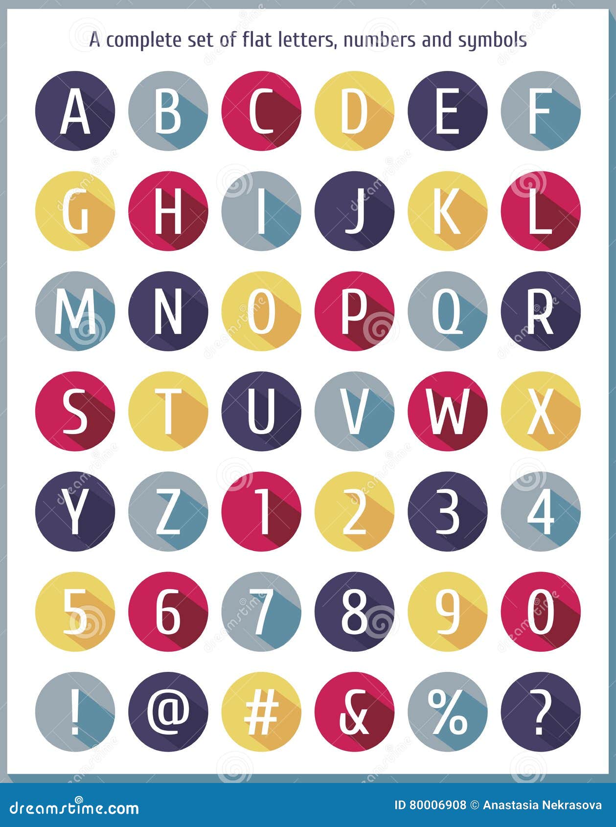 Goede Grote Vlakke Reeks Letters Van Het Alfabet, Getallen En Symbolen TE-63