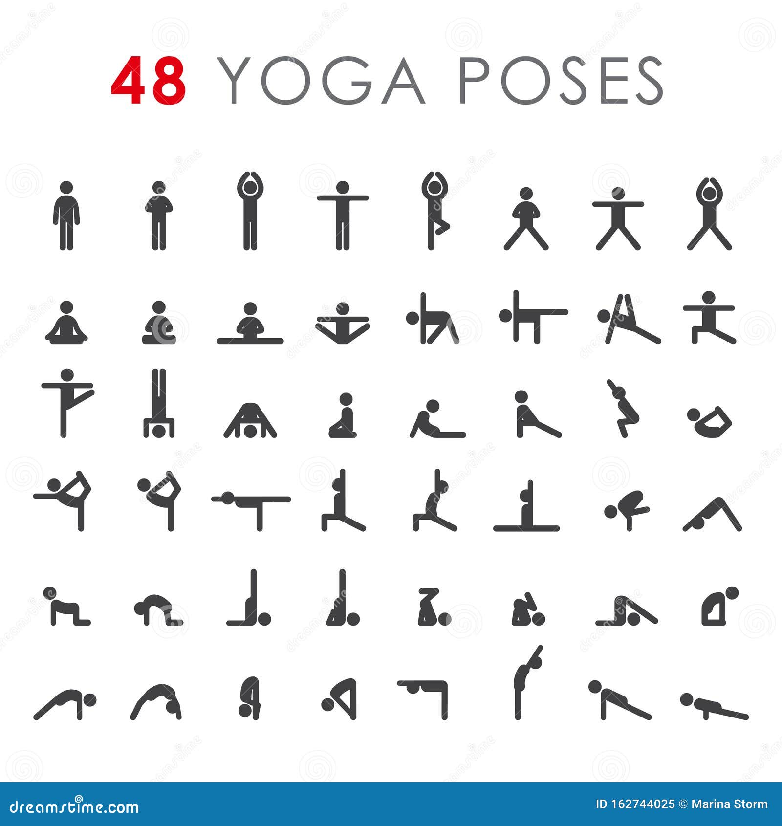 mei sectie Geweldig Grote Yoga Zet Asanasiconen Op Vectorillustraties Voor Logo-yoga-merken Yoga-mensen  Infografieken Stikcijfers Vector Illustratie - Illustration of warm,  schokken: 162744025
