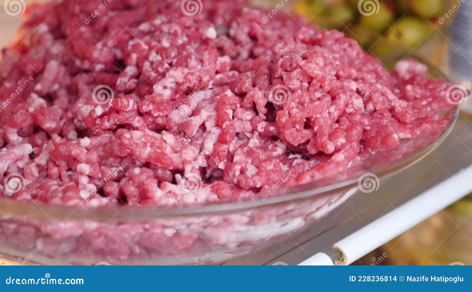 Ground Beef, Freshly Ground in the Refrigerator Stock Footage Video