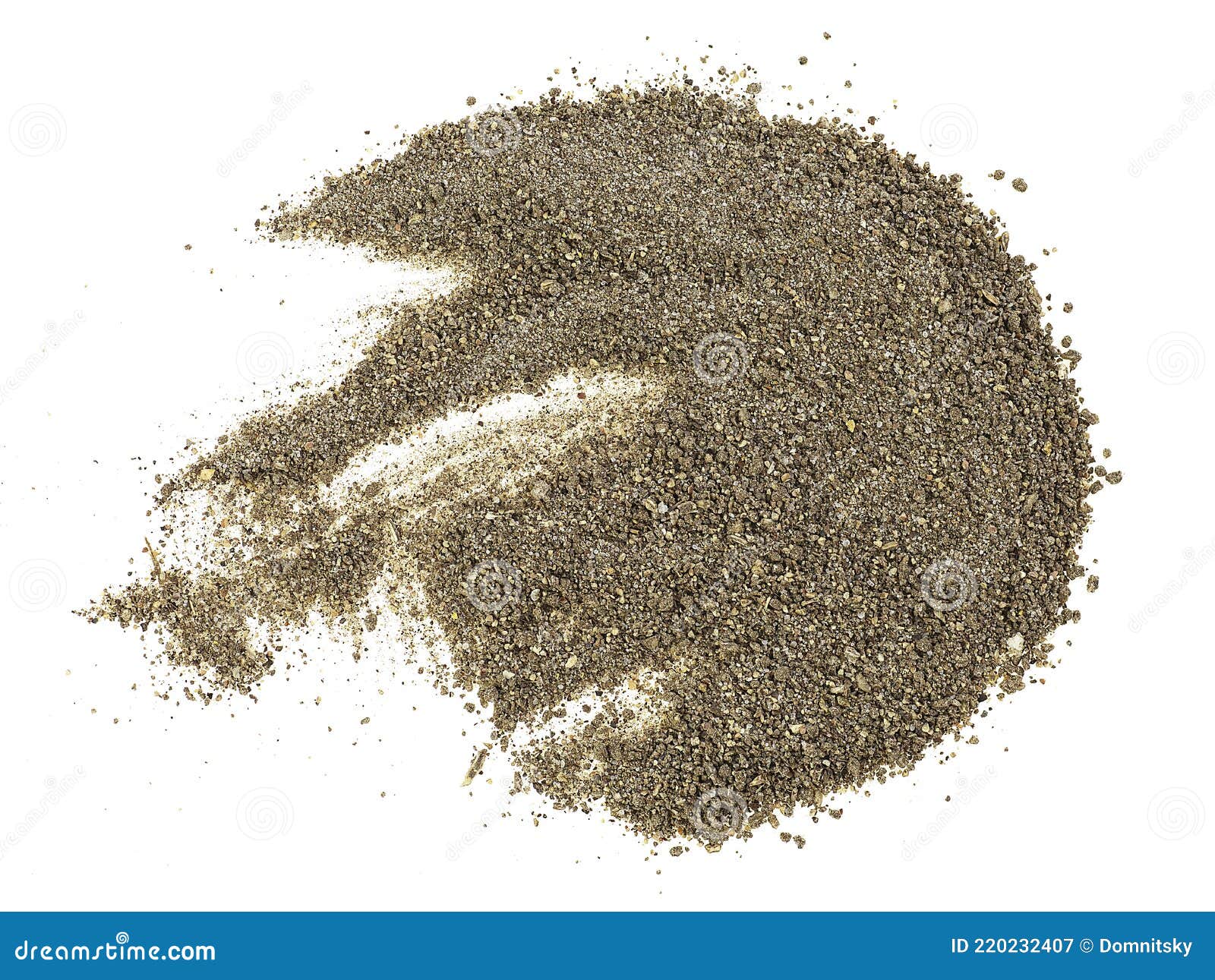 Ground Black Pepper Isolated on White Background, Top View. Black