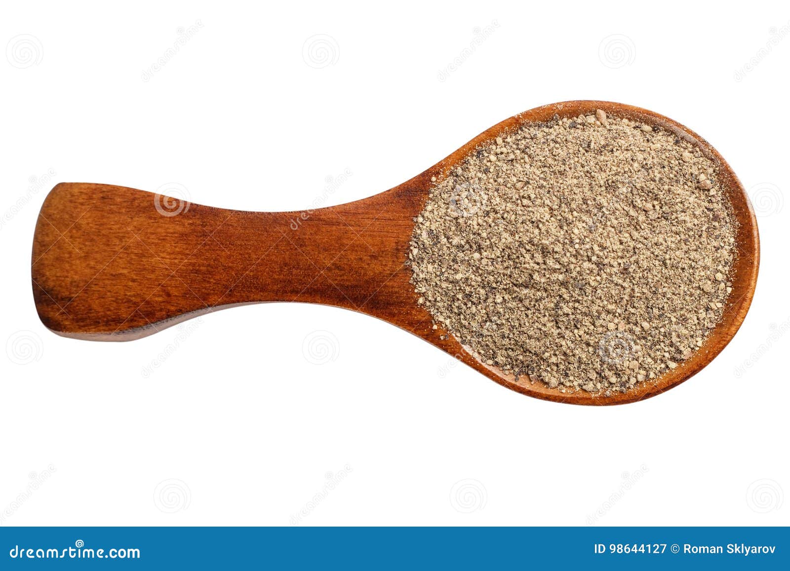 Ground Black Pepper in a Wooden Spoon Stock Image Image of powder