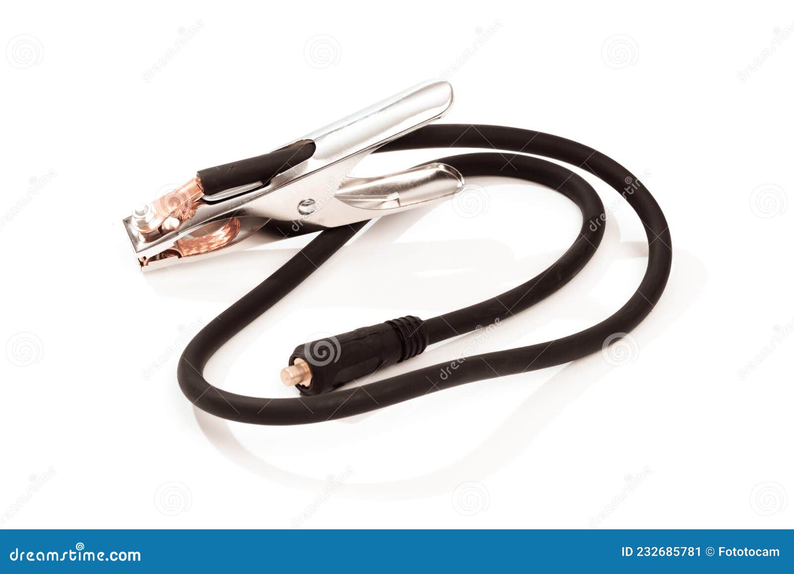 Ground Cable Part of the Welding Machine Isolated on White Image