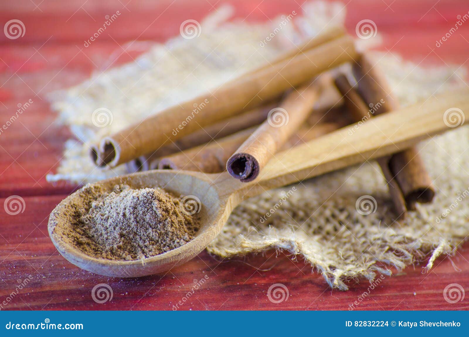 Ground Cinnamon and Cinnamon Sticks Dry Stock Photo Image of ground, closeup 82832224