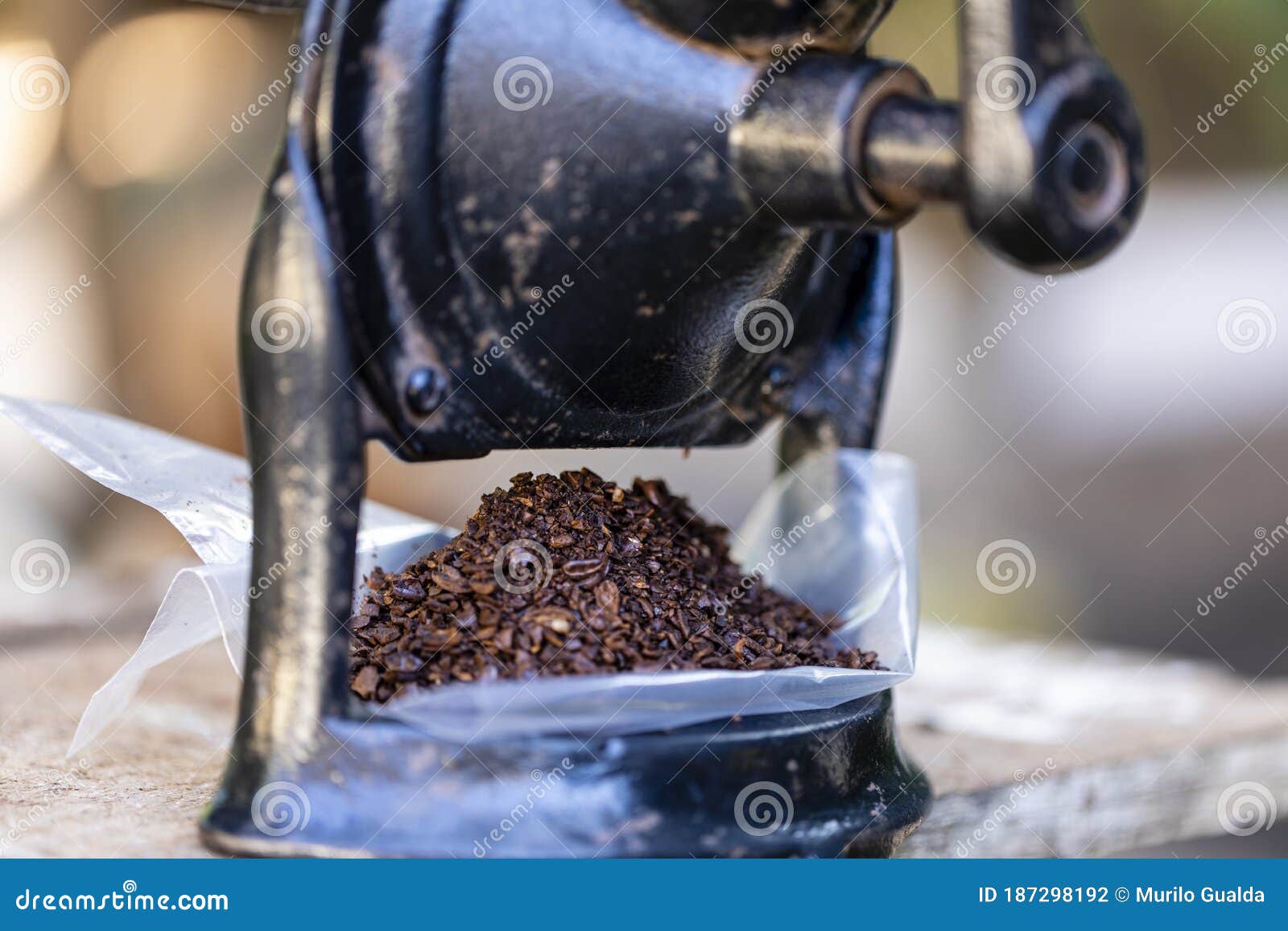 Ground Coffee in the Manual Grinder Stock Photo Image of isolated