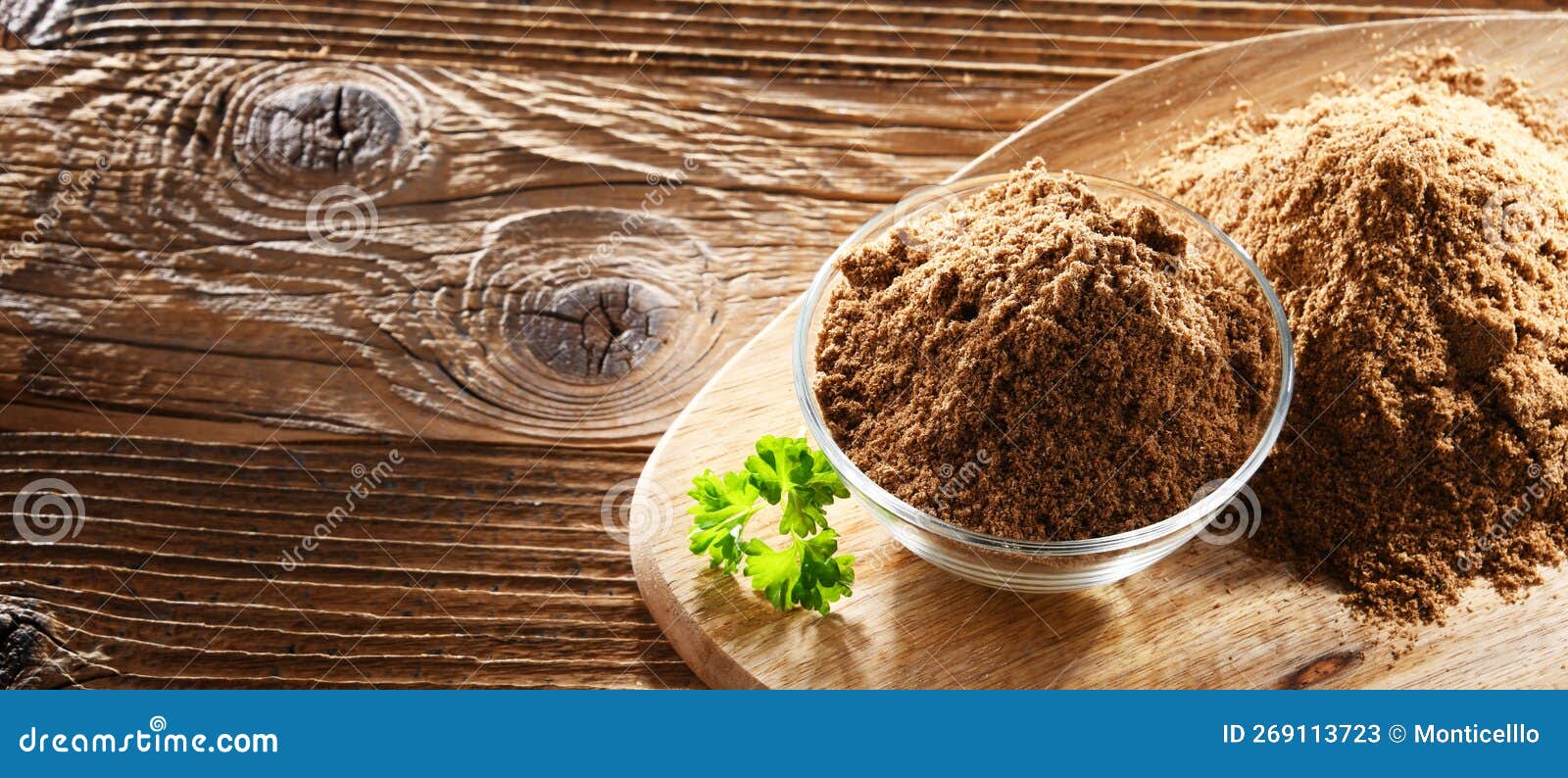 Ground Coriander, Its Dried Seeds and Fresh Leaves Stock Image Image