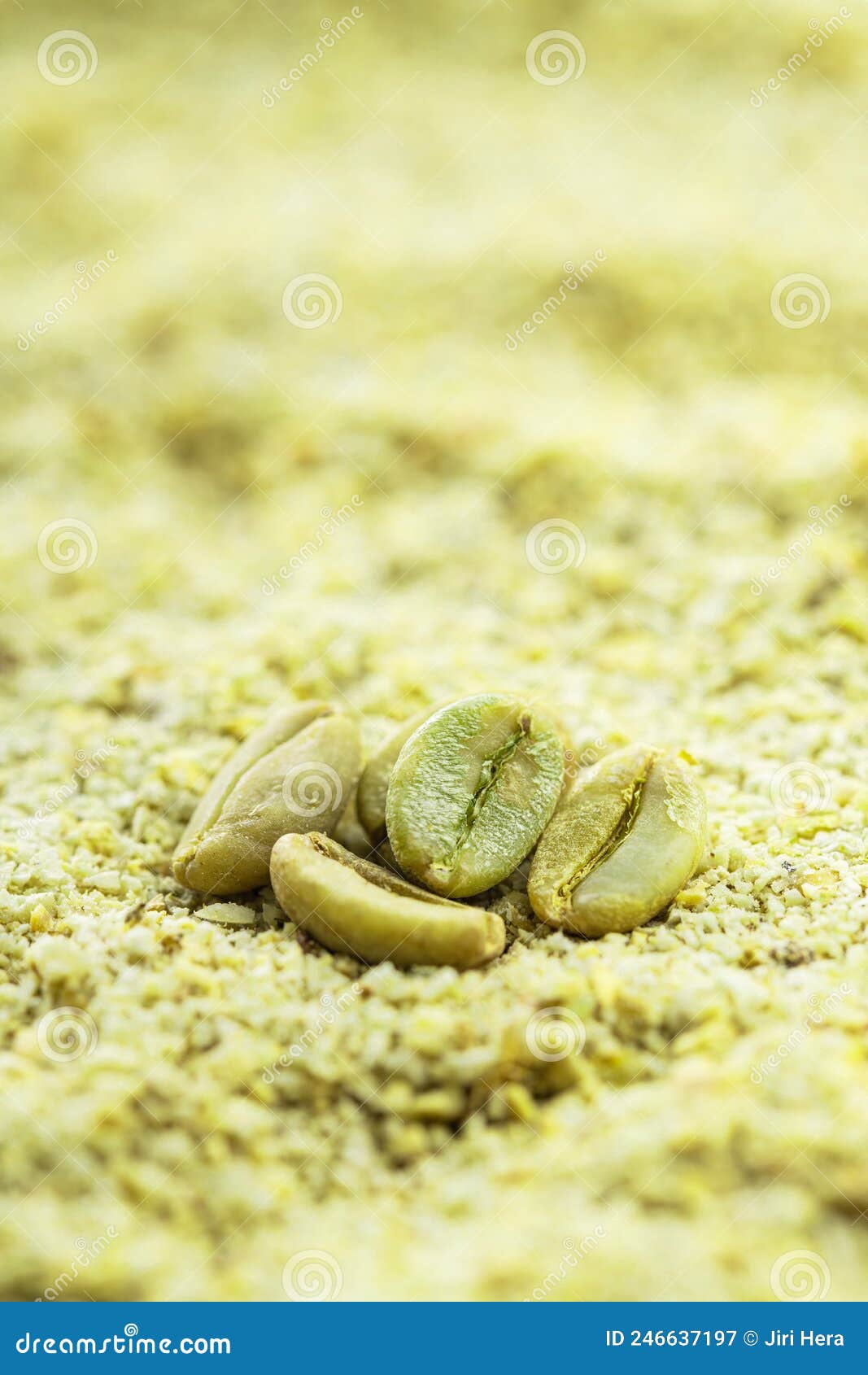 Ground Green Coffee and Coffee Beans Stock Image Image of break