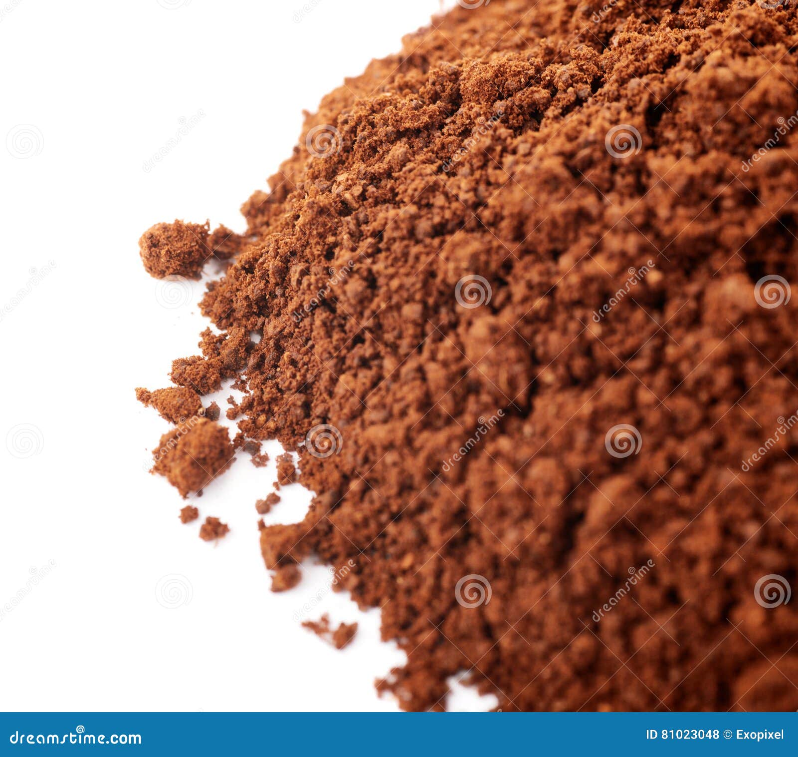 Ground Milled Coffee Powder Isolated Over White Background Stock Photo