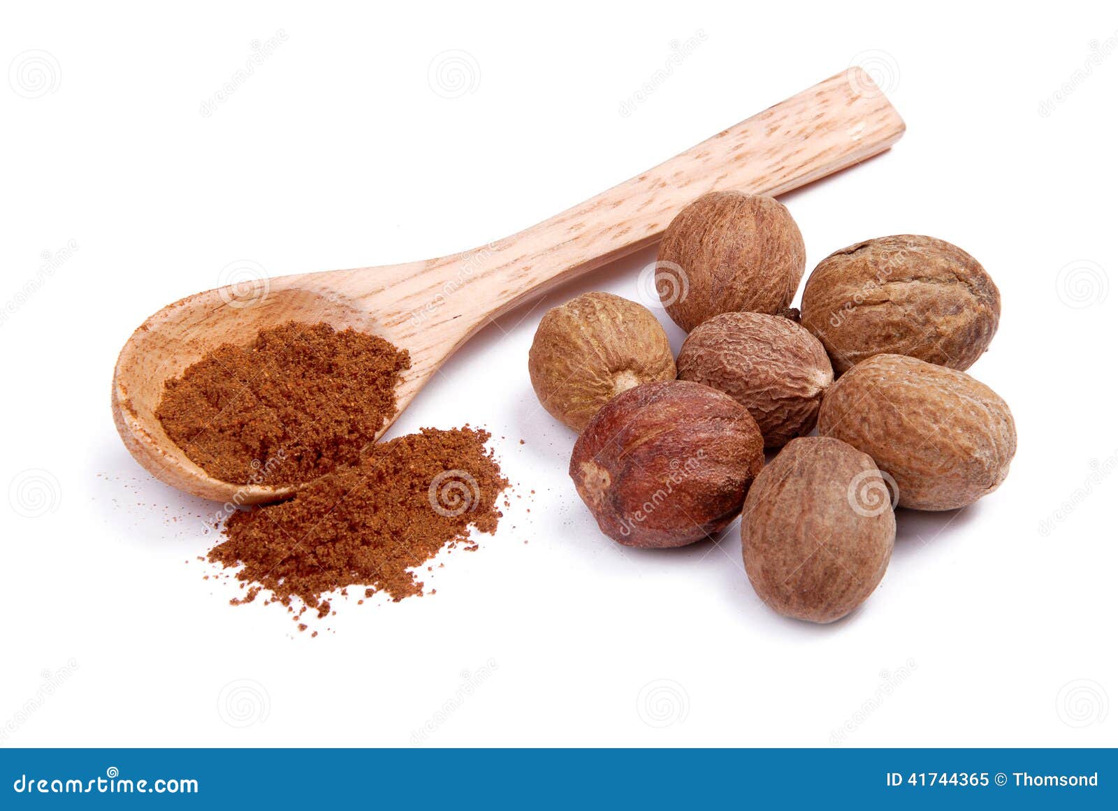 Ground Nutmeg in a Wooden Spoon Stock Image Image of gourmet