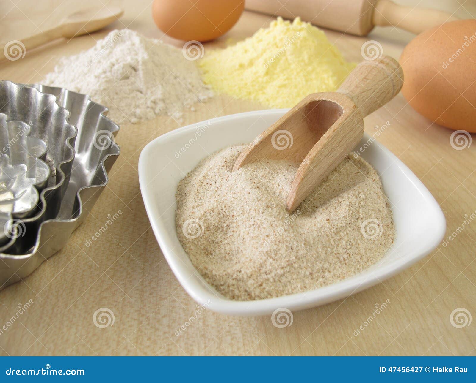 Ground Psyllium Seed Husks, Buckwheat and Maize Flour Stock Image