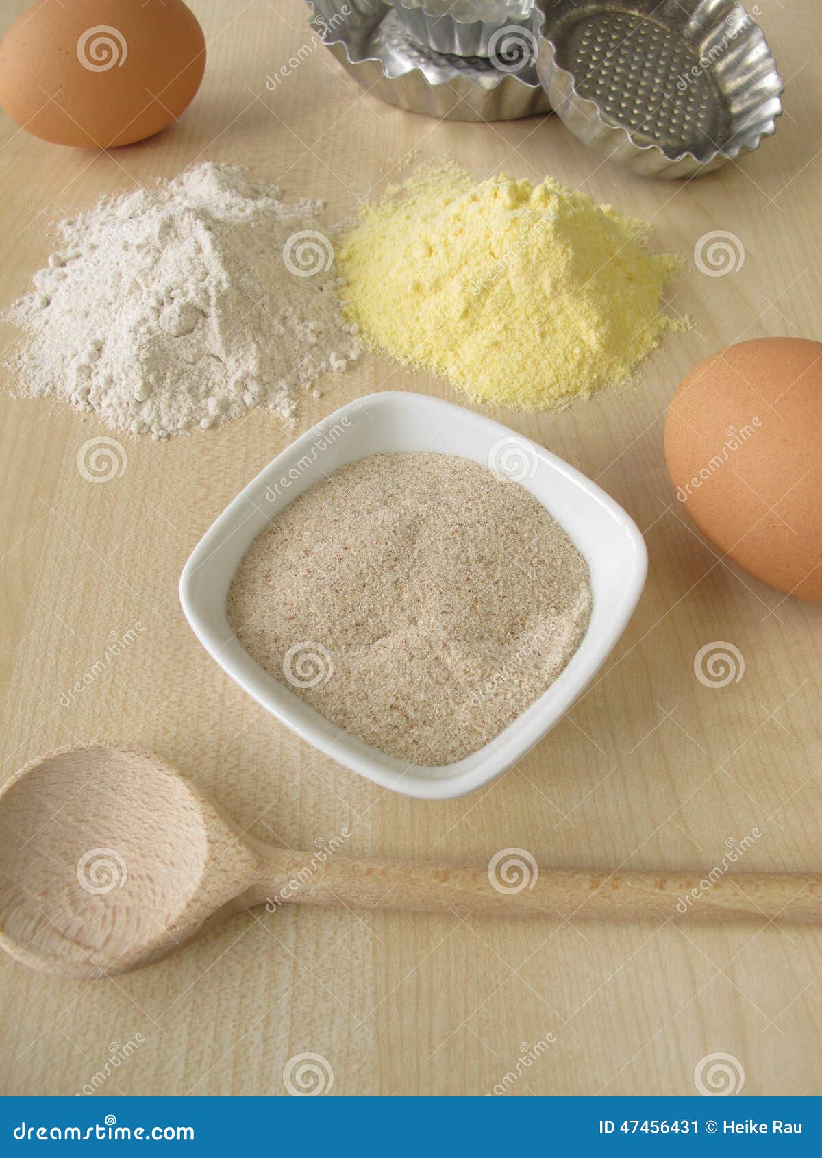 Ground Psyllium Seed Husks, Buckwheat and Maize Flour Stock Image
