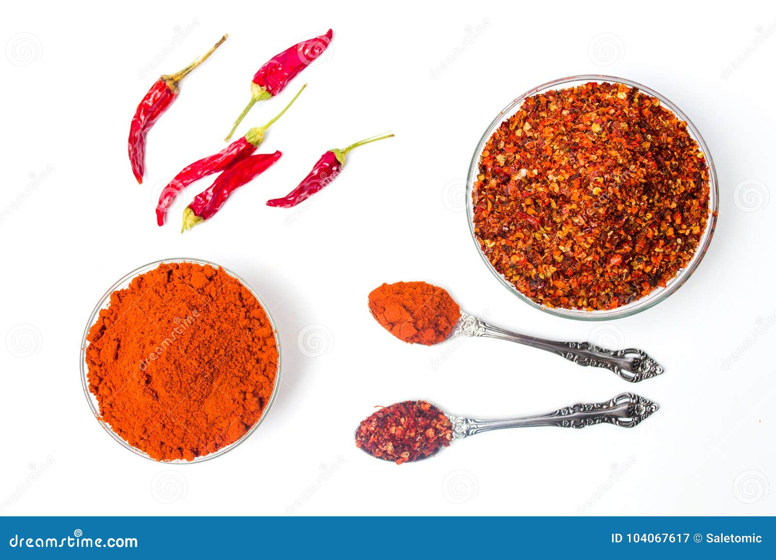Ground Red Pepper in a Bowl Isolated Stock Image Image of flat, color