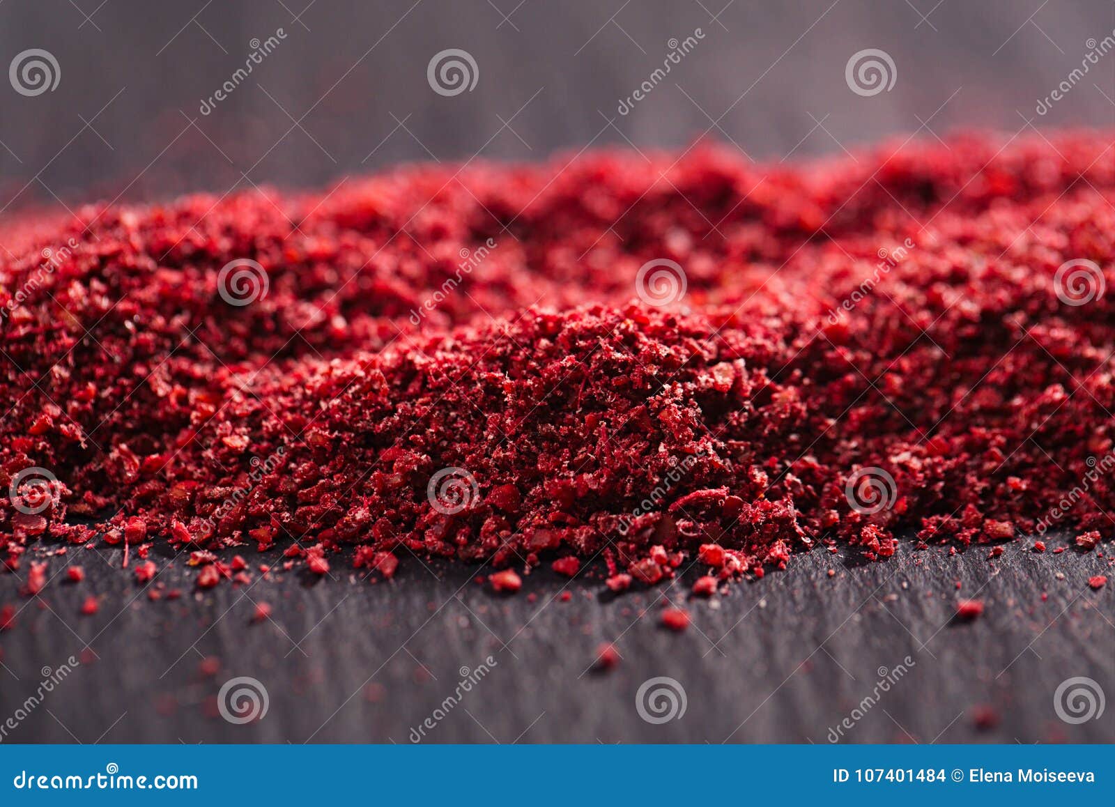 Ground Red Sumac Berries on Black Plate Stock Photo Image of middle