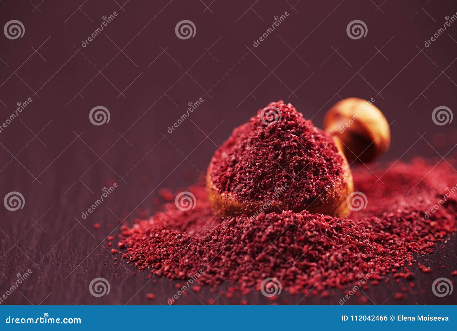 Ground Red Sumac Berries on Black Plate Stock Photo Image of fresh