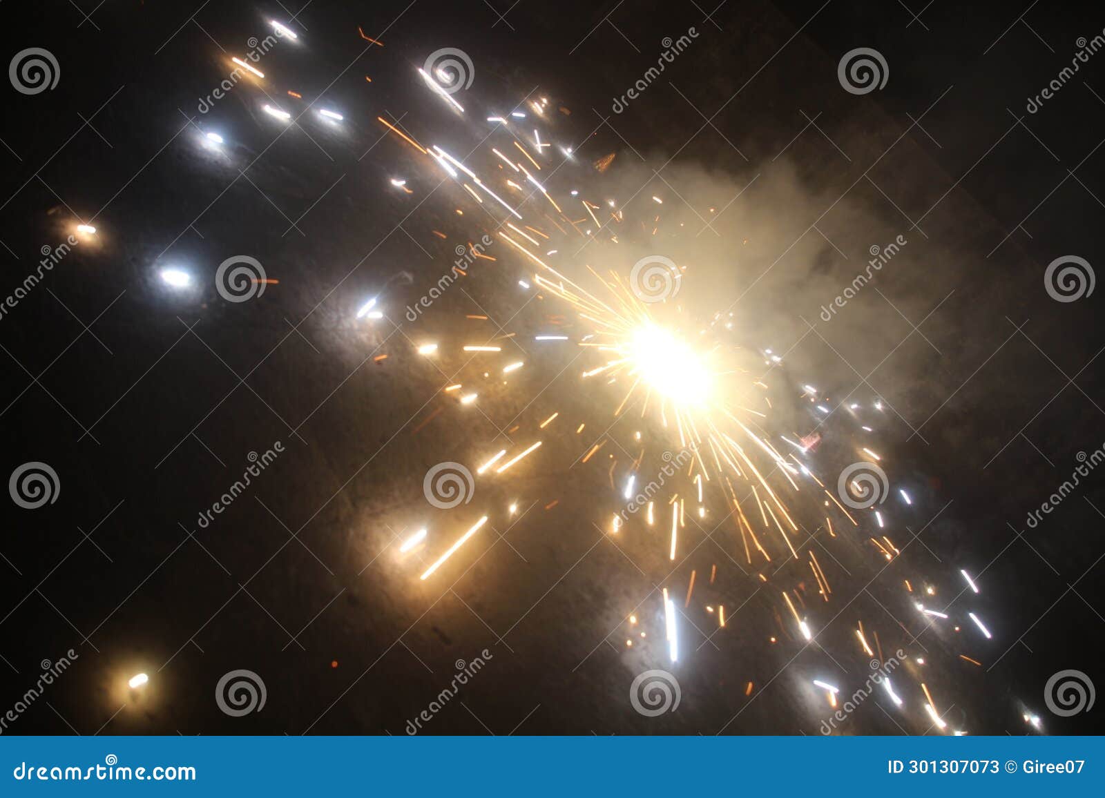 Ground Spinner Chakra Firework Captured Using Long Exposure during