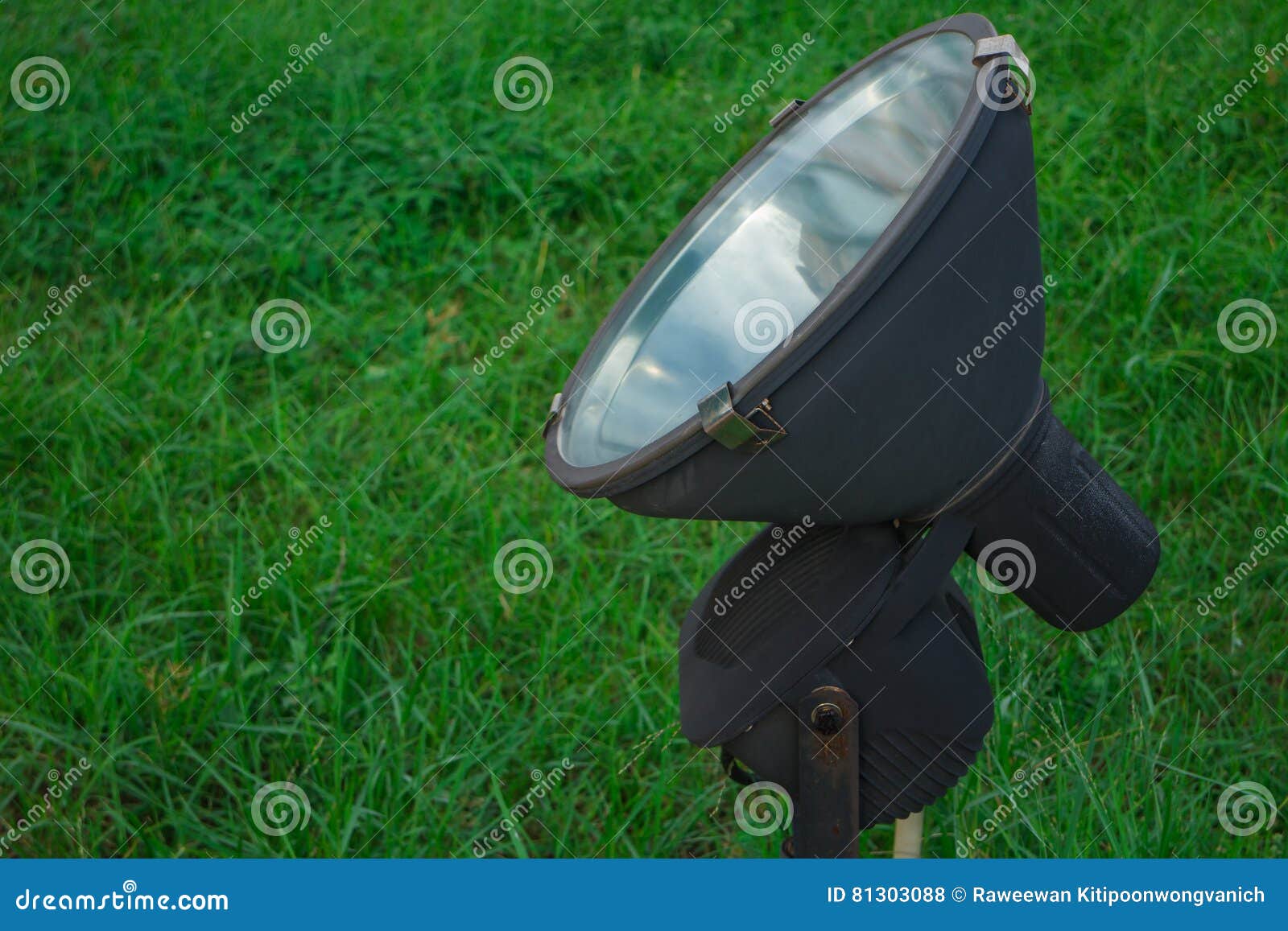 Ground Spotlight in the Green Yard Stock Photo Image of equipments