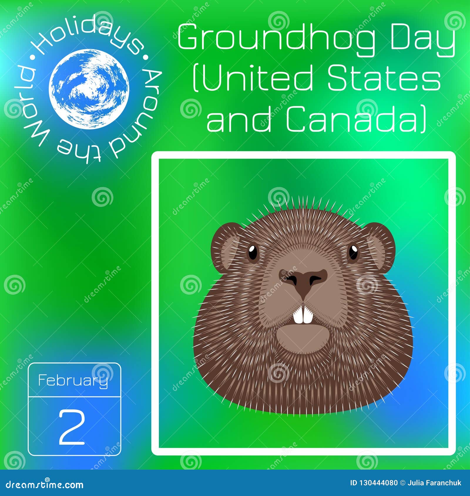 Groundhog Day. National Holiday in the USA and Canada. Calendar. Holidays  Around the World. Event of Each Day. Green Stock Vector - Illustration of  groundhog, furry: 130444080
