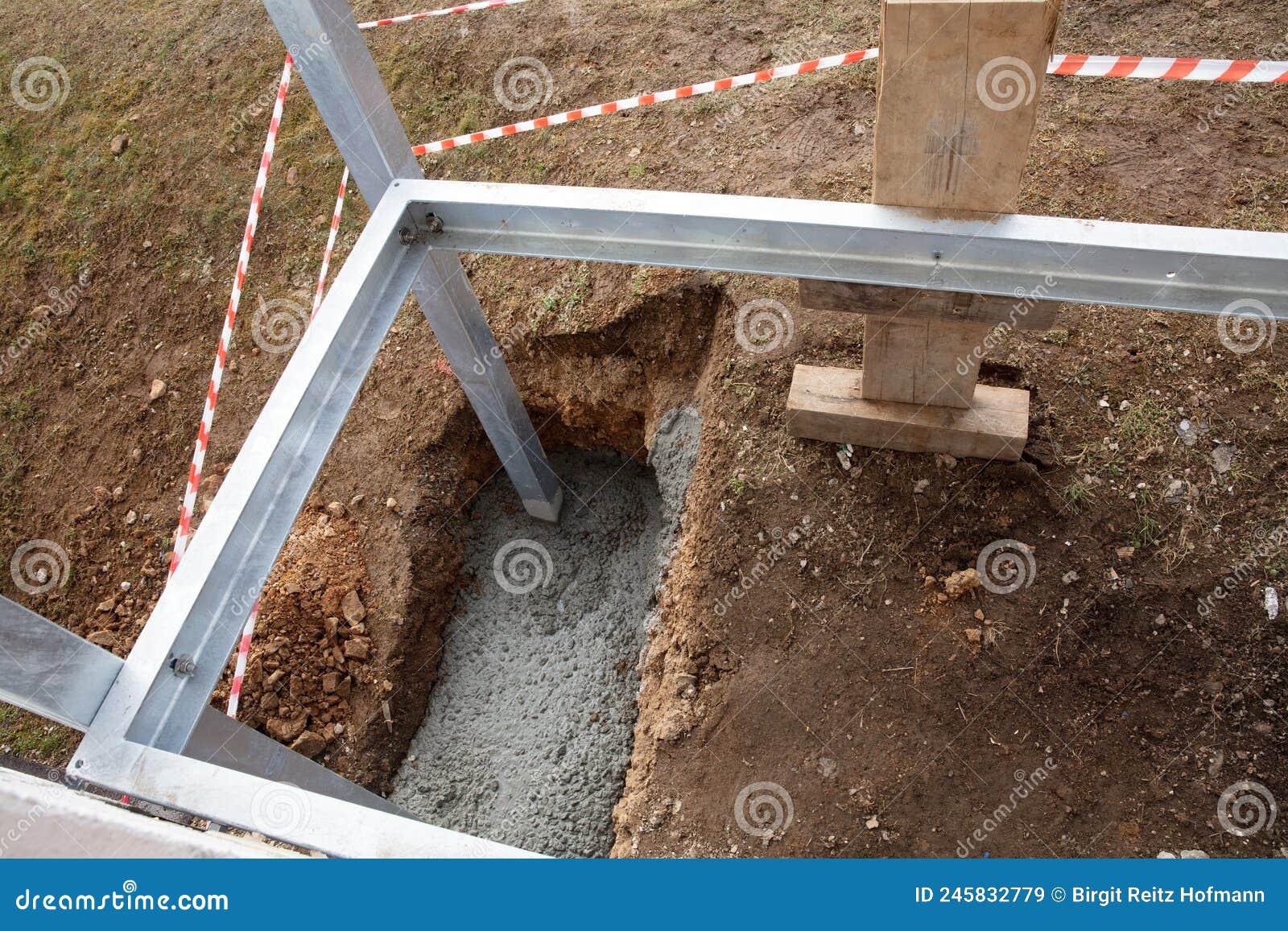 Groundwork with Cement with Metal Construction Stock Image Image of