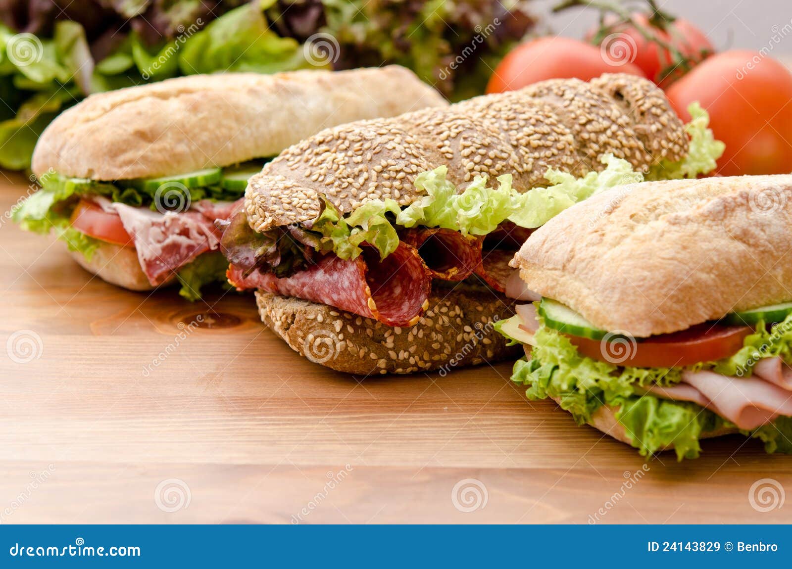 Group of 3 sandwiches stock image. Image of lunch, food 24143829