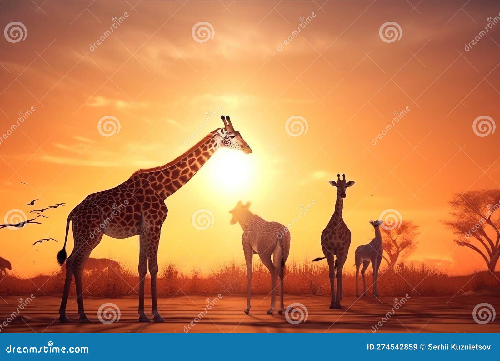A Group of African Giraffes for Africa Day in Nature. AI Generated