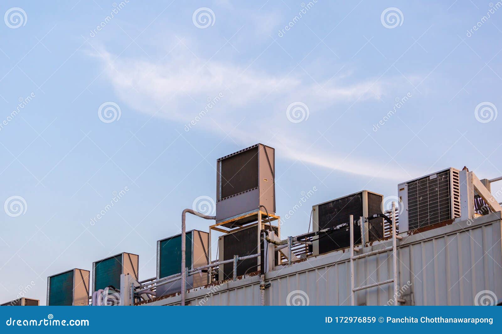 Group Of Air Conditioning Compressor On The Roof Stock Image Image of
