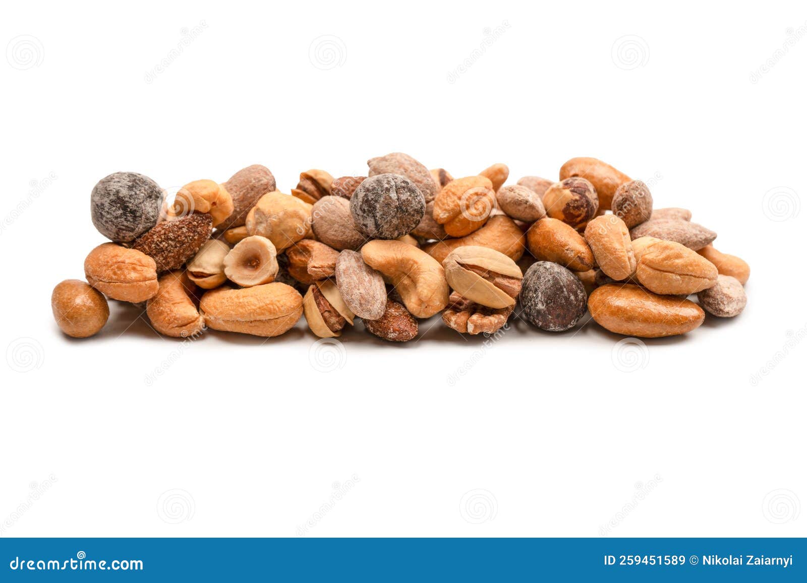 A Group of Almonds, Pistachios, Walnuts, Macadamia, Cashews Stock Image
