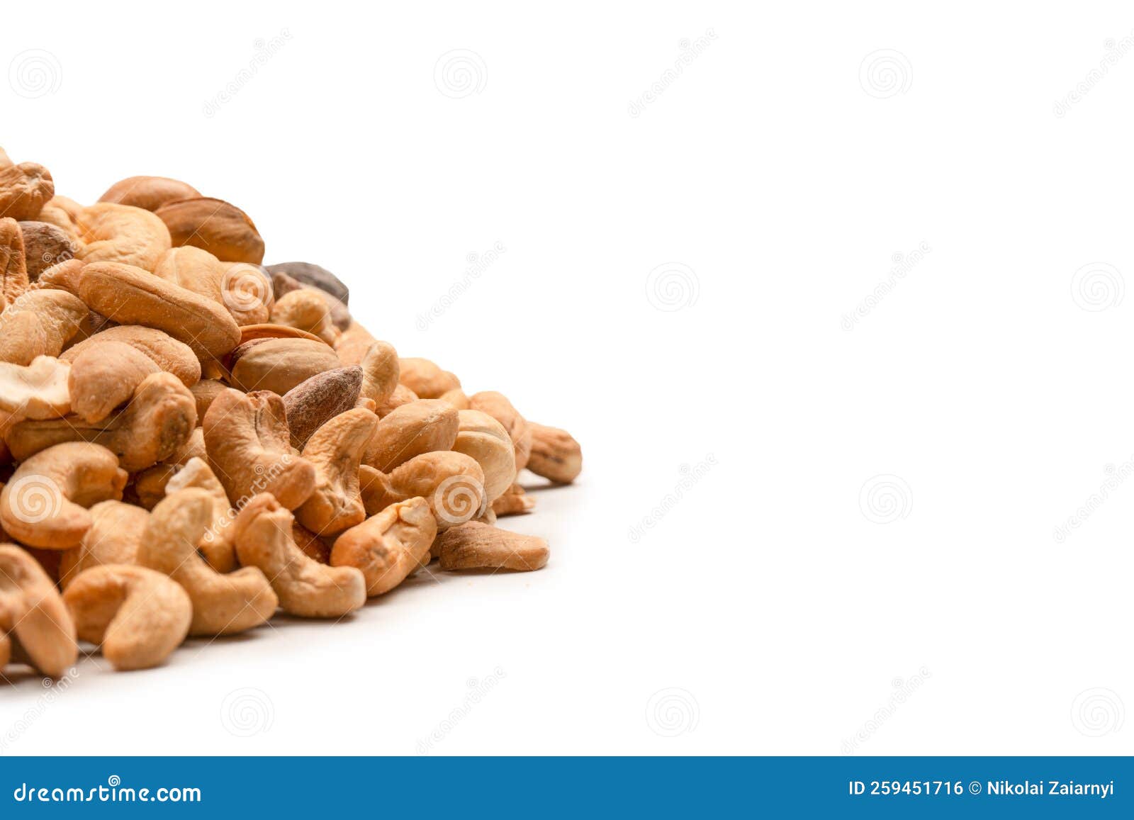 A Group of Almonds, Pistachios, Walnuts, Macadamia, Cashews Stock Photo