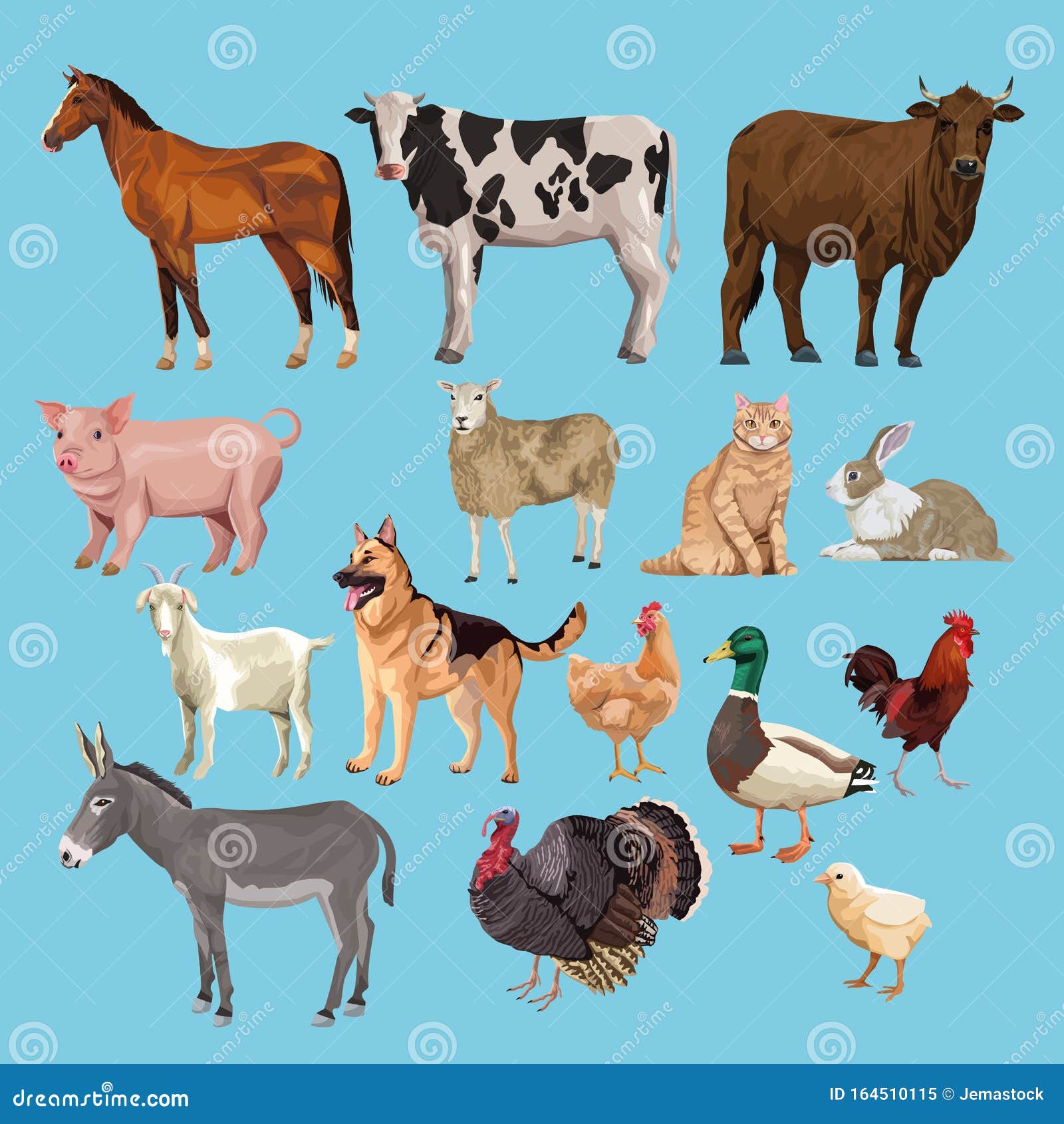Group of Animals Farm Characters Stock Vector - Illustration of lifestyle,  isolated: 164510115