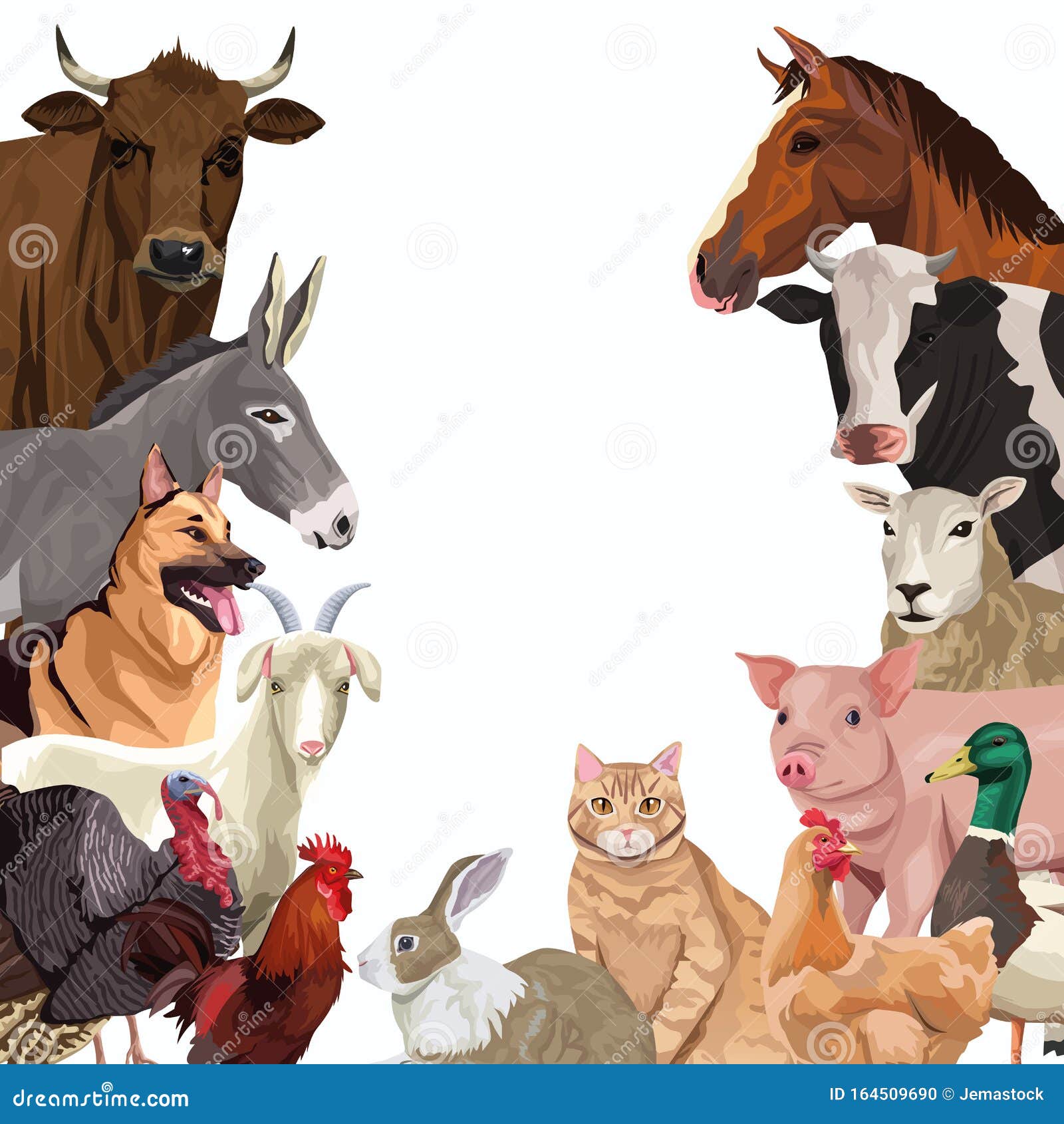 Group of Animals Farm Characters Stock Vector - Illustration of animals,  isolated: 164509690