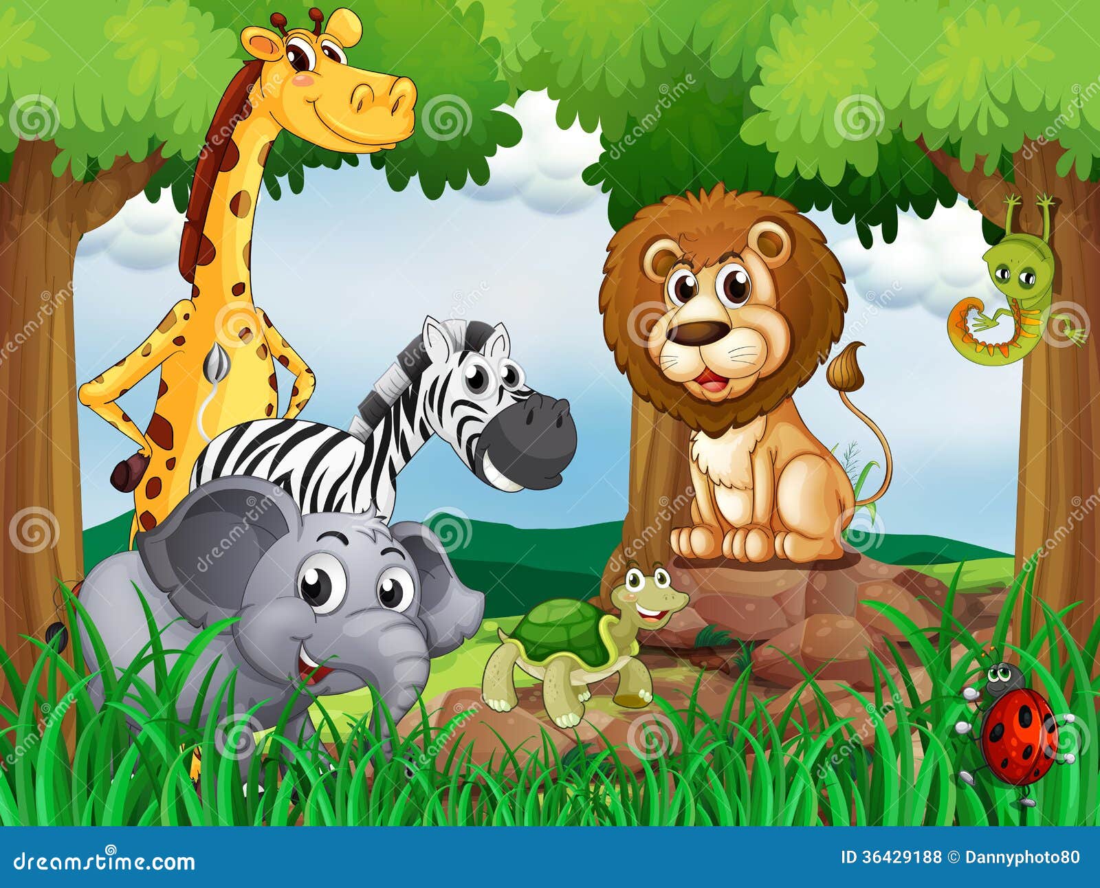 A Group of Animals in the Middle of the Forest Stock Illustration - Illustration of animals, group: 36429188 A Group of Animals in the Middle of the Forest Stock Illustration - Illustration of animals, group: 36429188