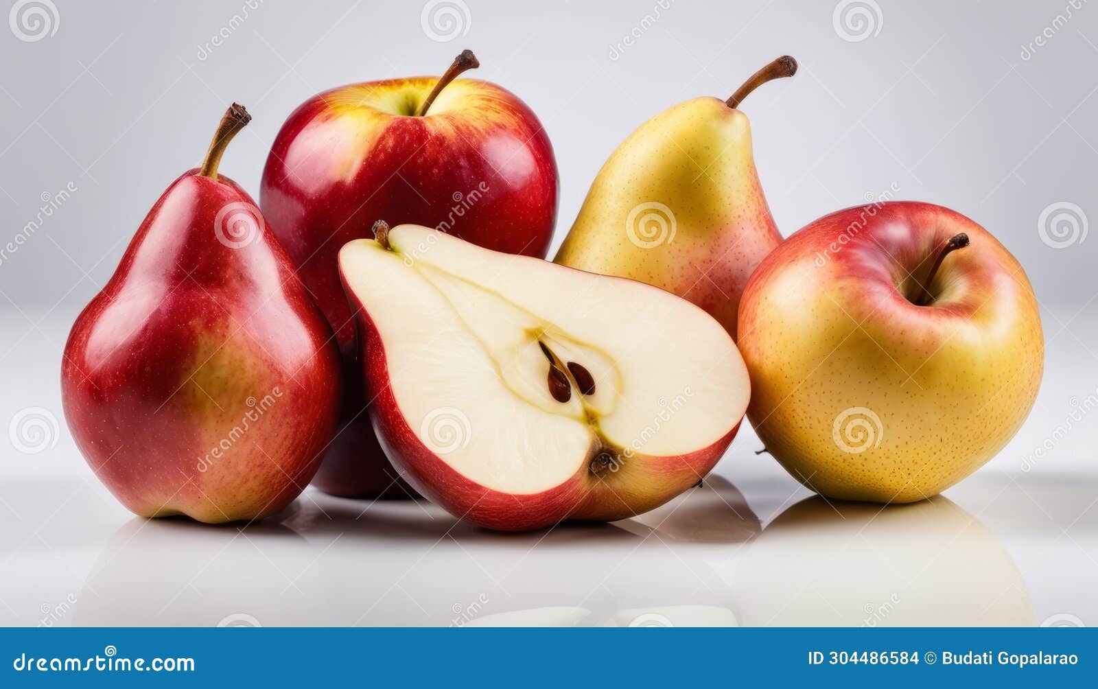 A Group of Apples and Pears in a White Background Stock Illustration