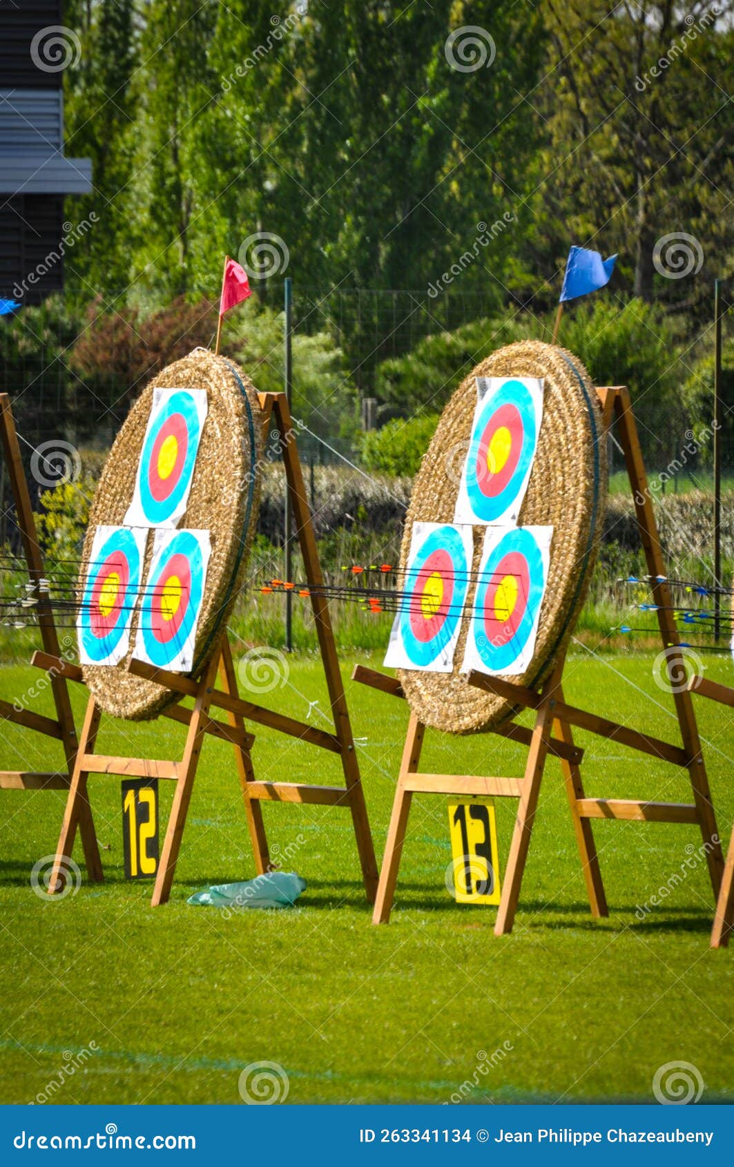 Archery Competition Target Coat of Arms Arrows Archer Sight Stock Photo