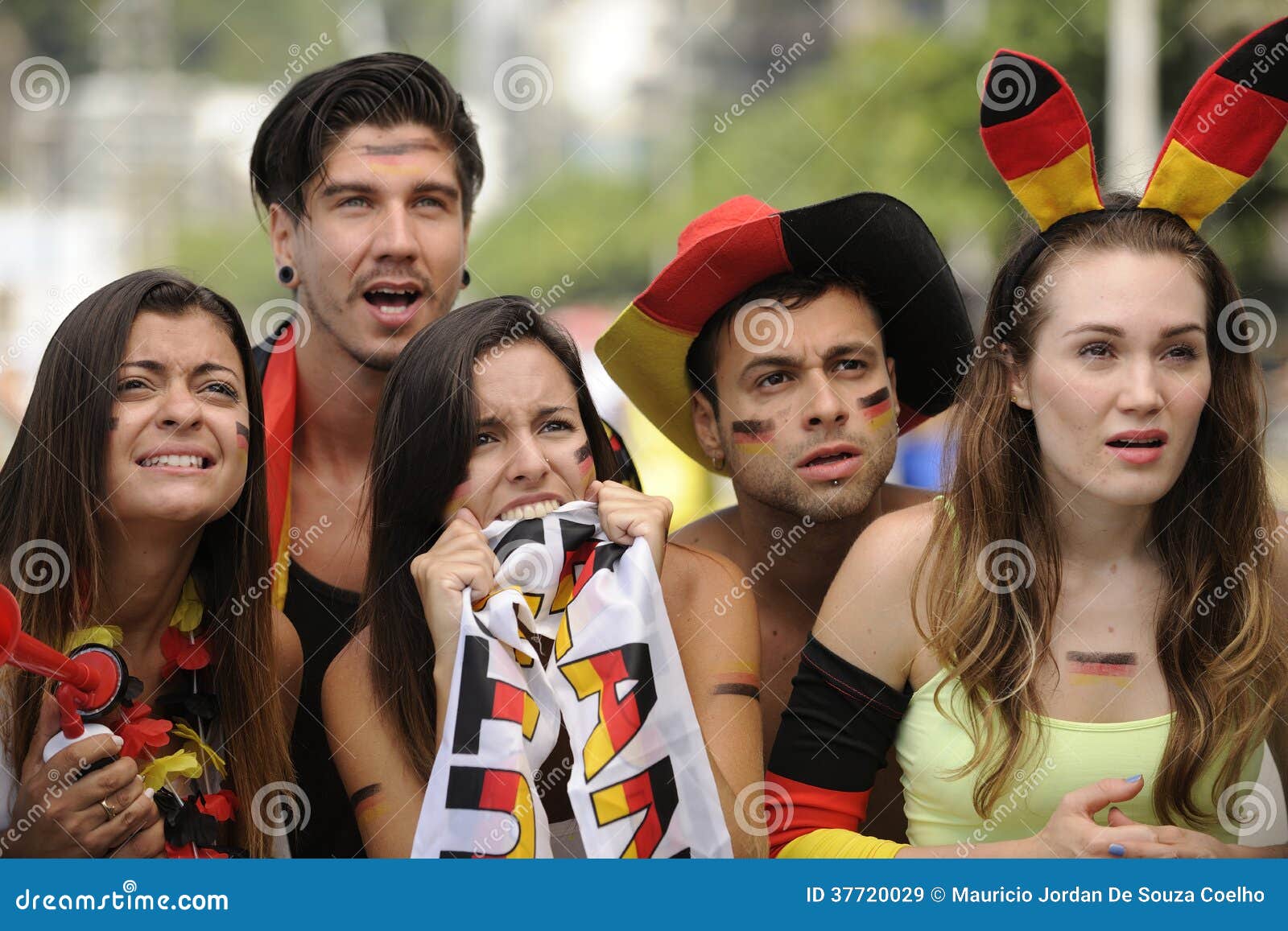 group of astonish german sport soccer fans