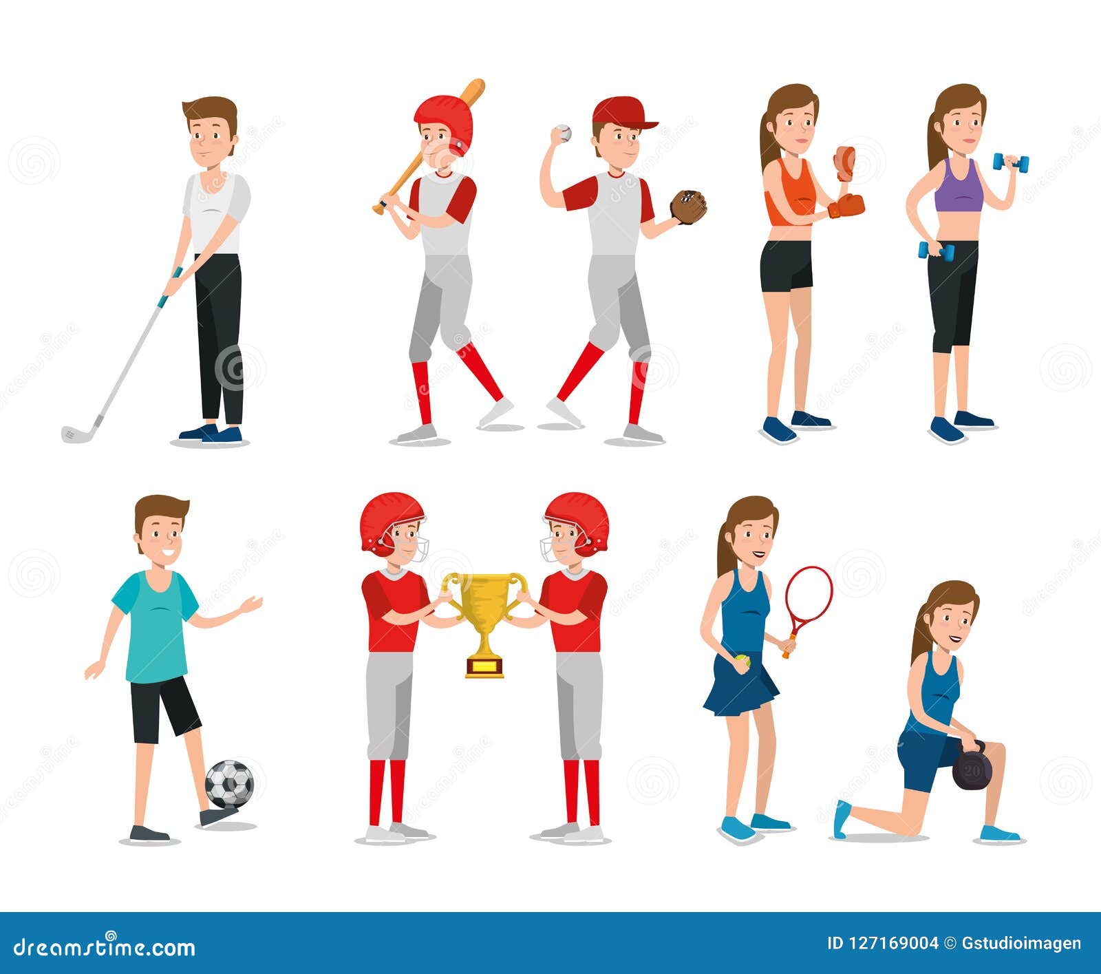 Group of Athletes Practicing Sport Stock Vector Illustration of activity, baseball 127169004