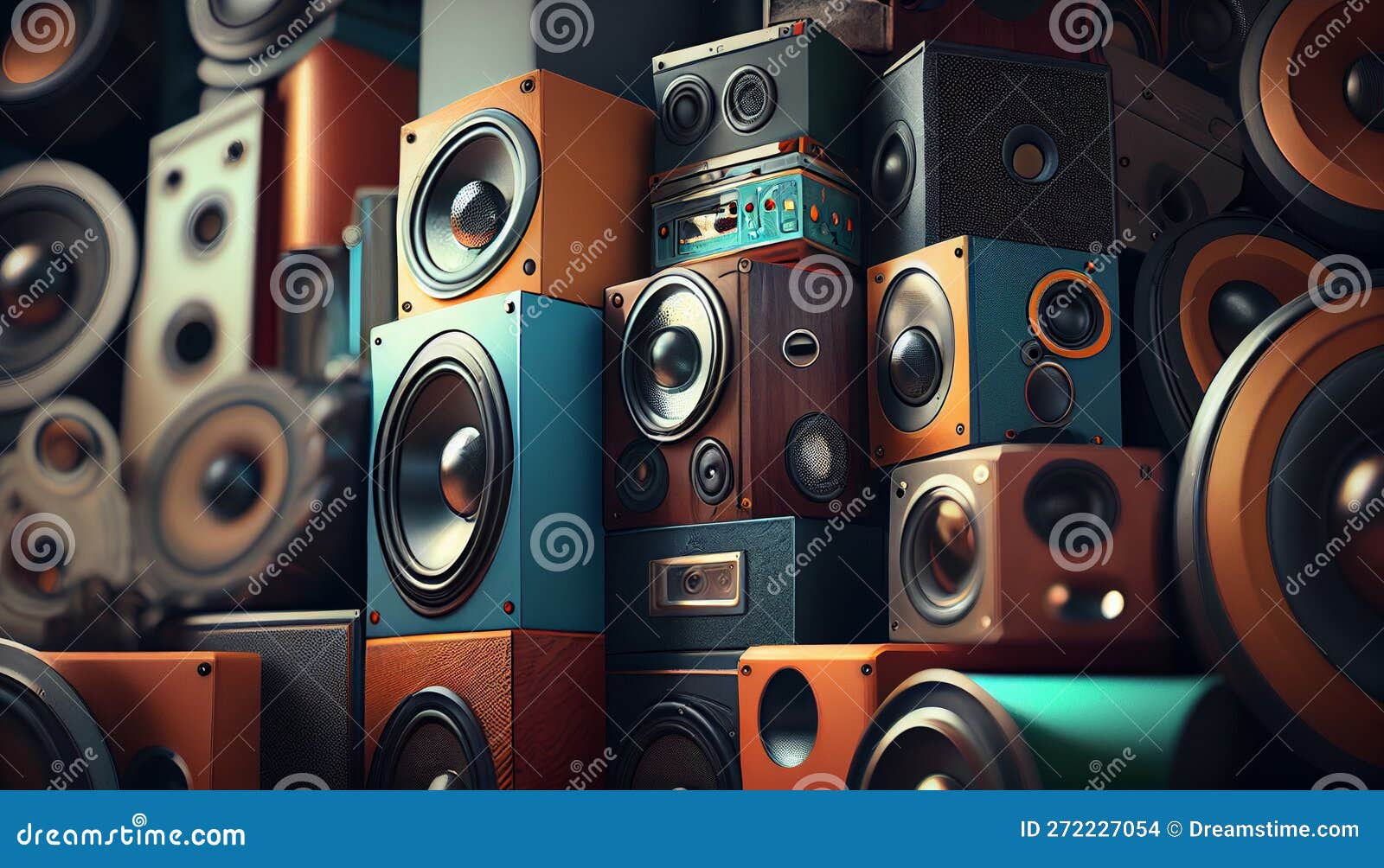 Group of Audio Speakers. Generative Ai Stock Illustration