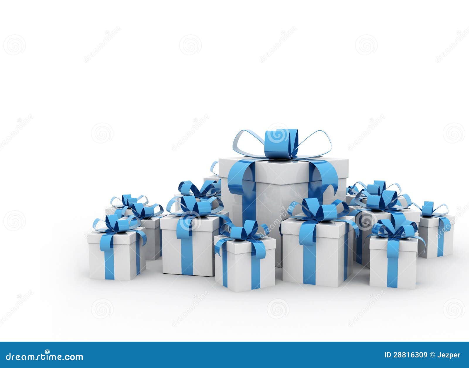 Group of Blue Ribbon Gift Boxes Stock Illustration Illustration of
