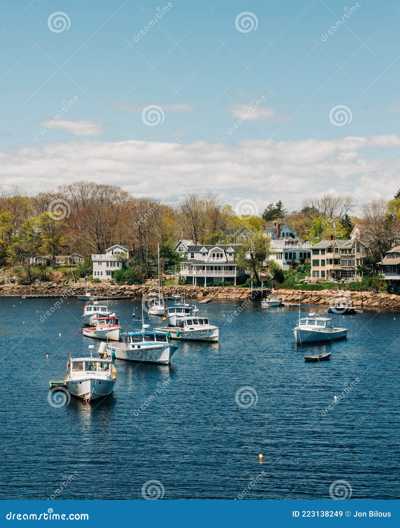 A Group of Boats in the Harbor, Ogunquit, Maine Editorial Stock Image
