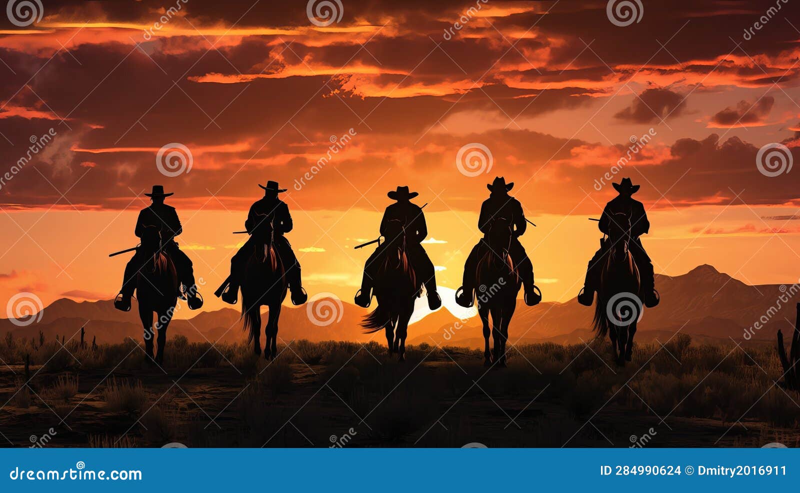 A Group of Bounty Hunters from the Wild West. Stock Illustration ...