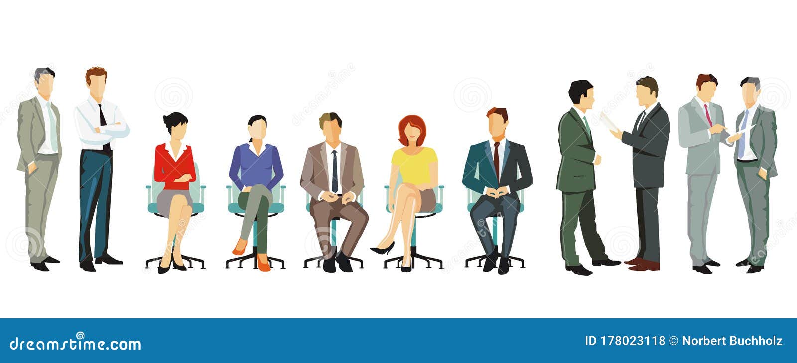 A Group of Business People Sit and Stand Illustration Stock Vector