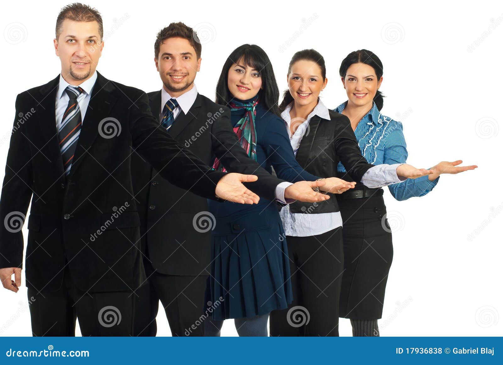 group of business people welcoming