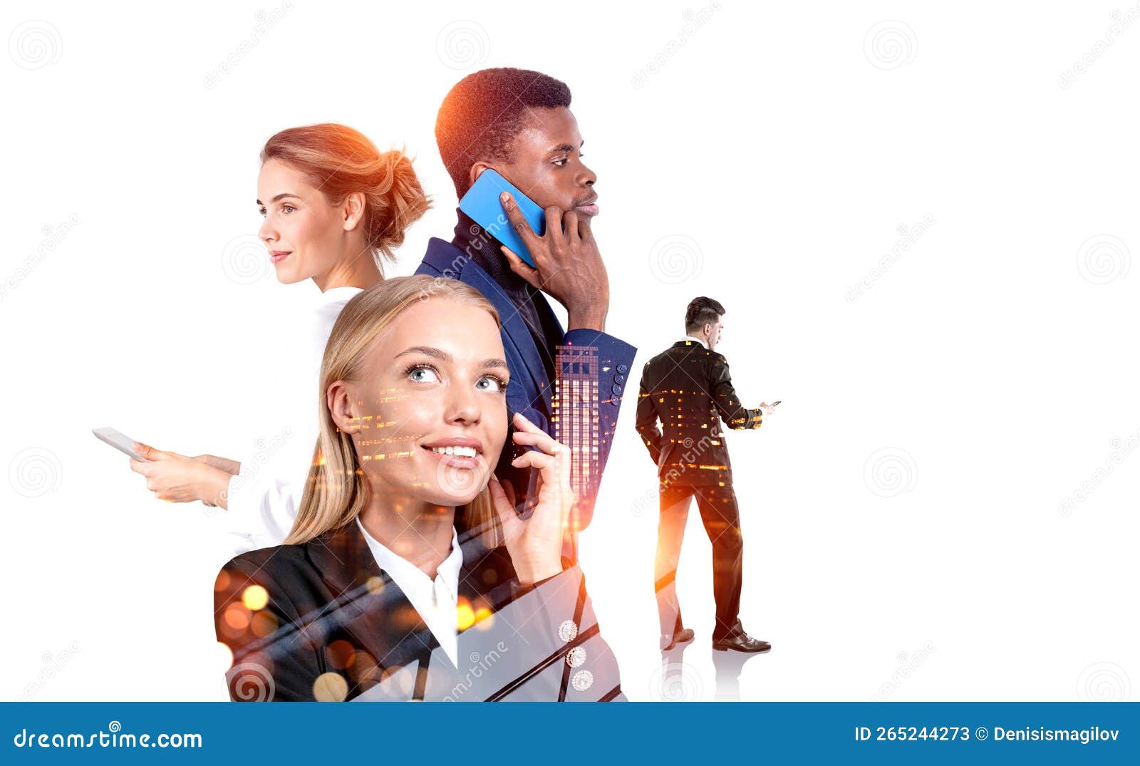 Group of Business People Work Together Having Online Conference Stock