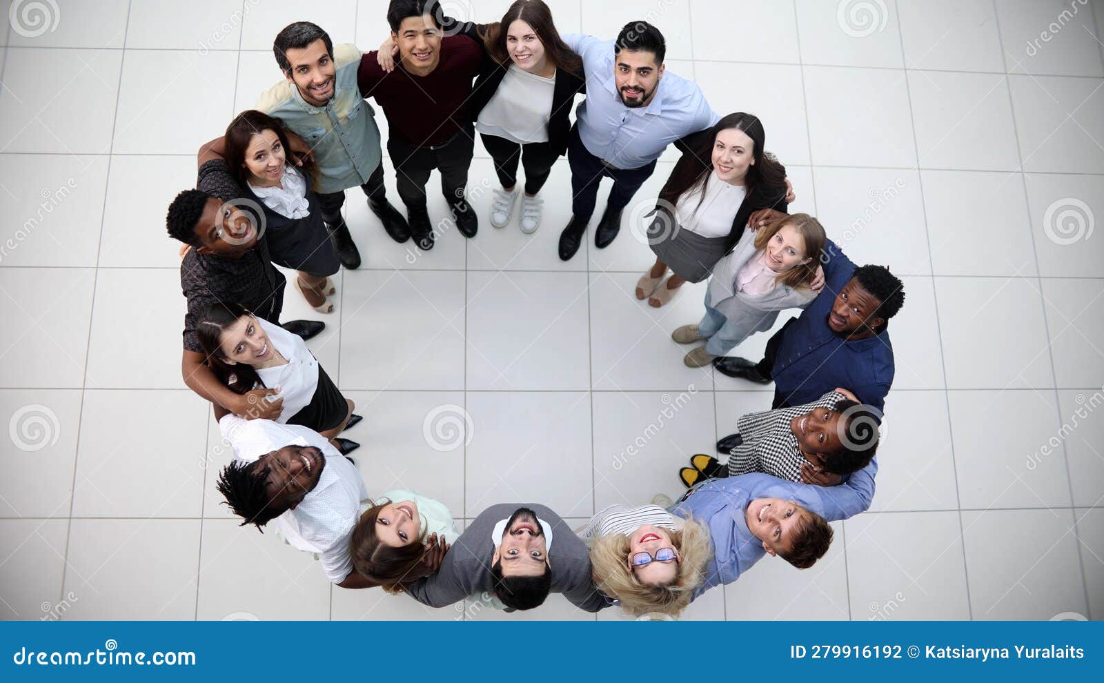 A Group of Businessmen Stand Embracing in the Lobby. Stock Photo ...