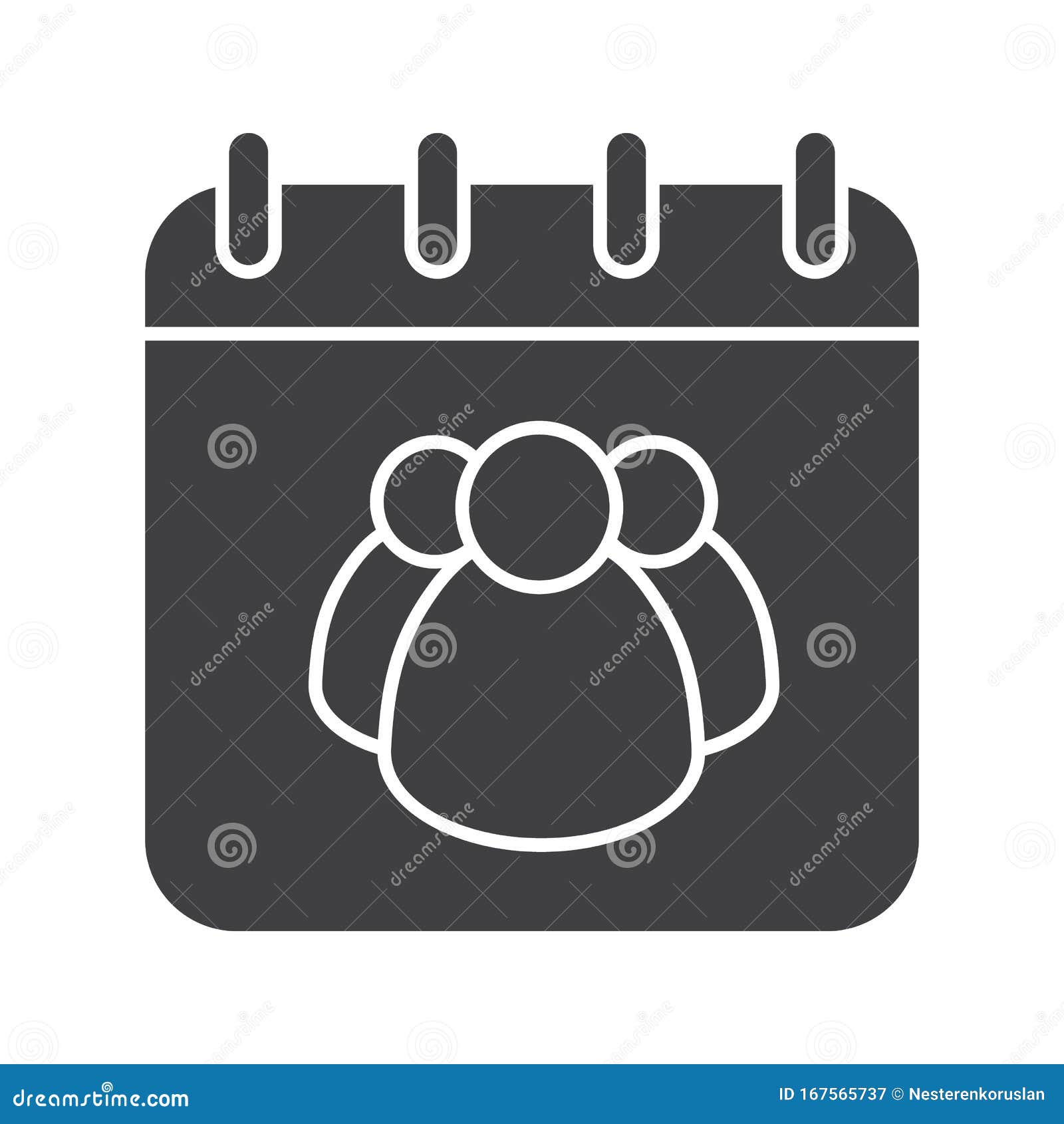 Group calendar glyph icon stock vector. Illustration of pictogram